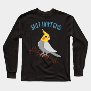 shit happens - cockatiel doodle Long Sleeve T-Shirt